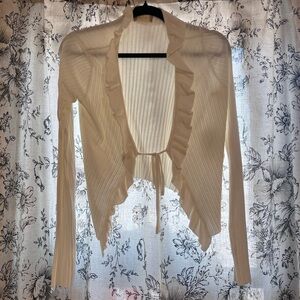 Altar'd State Cream Ruffle Cardigan